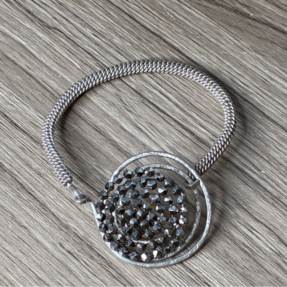 Vintage Artisan Silver-Tone Crystal Disc Bracelet - Women Jewelry